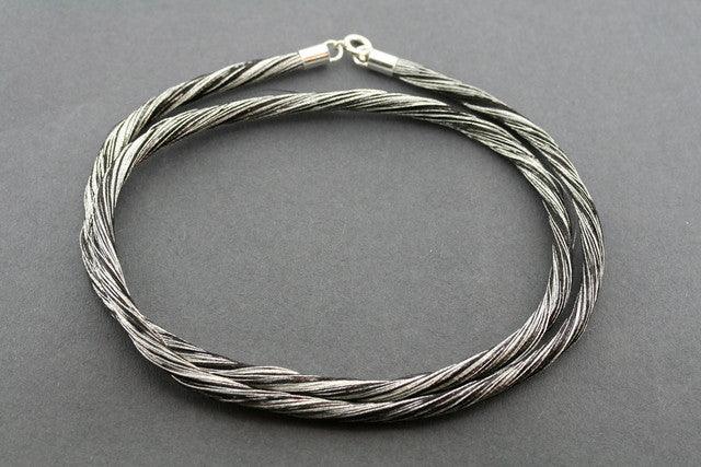 Japanese Silk Strand Necklace - Elegant Black & Silver Beaded Jewelry for Women | Perfect for Weddings, Parties & Special Occasions