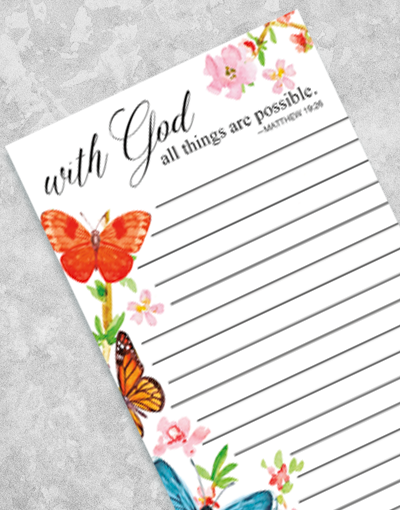 Butterfly Design Religious Shopping List Notepads - Inspirational God-Themed Memo Pads for Grocery Lists, Bible Study Notes & Church Events