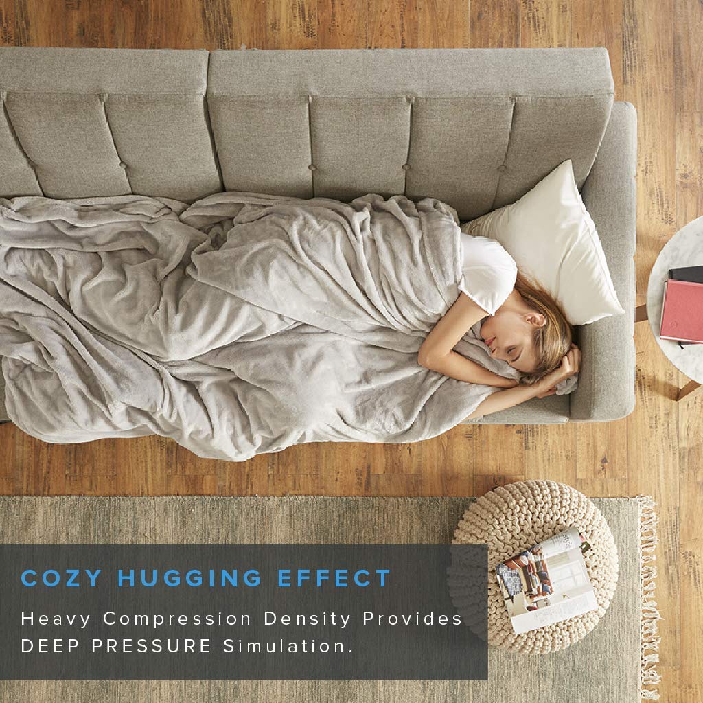 20 lbs Queen Size Weighted Blanket for Adults - Heavy Cooling & Heating Blanket with Removable Minky Plush Cover - Micro Glass Beads Filling - 60x80 Grey - Perfect for Anxiety Relief, Stress Reduction & Better Sleep