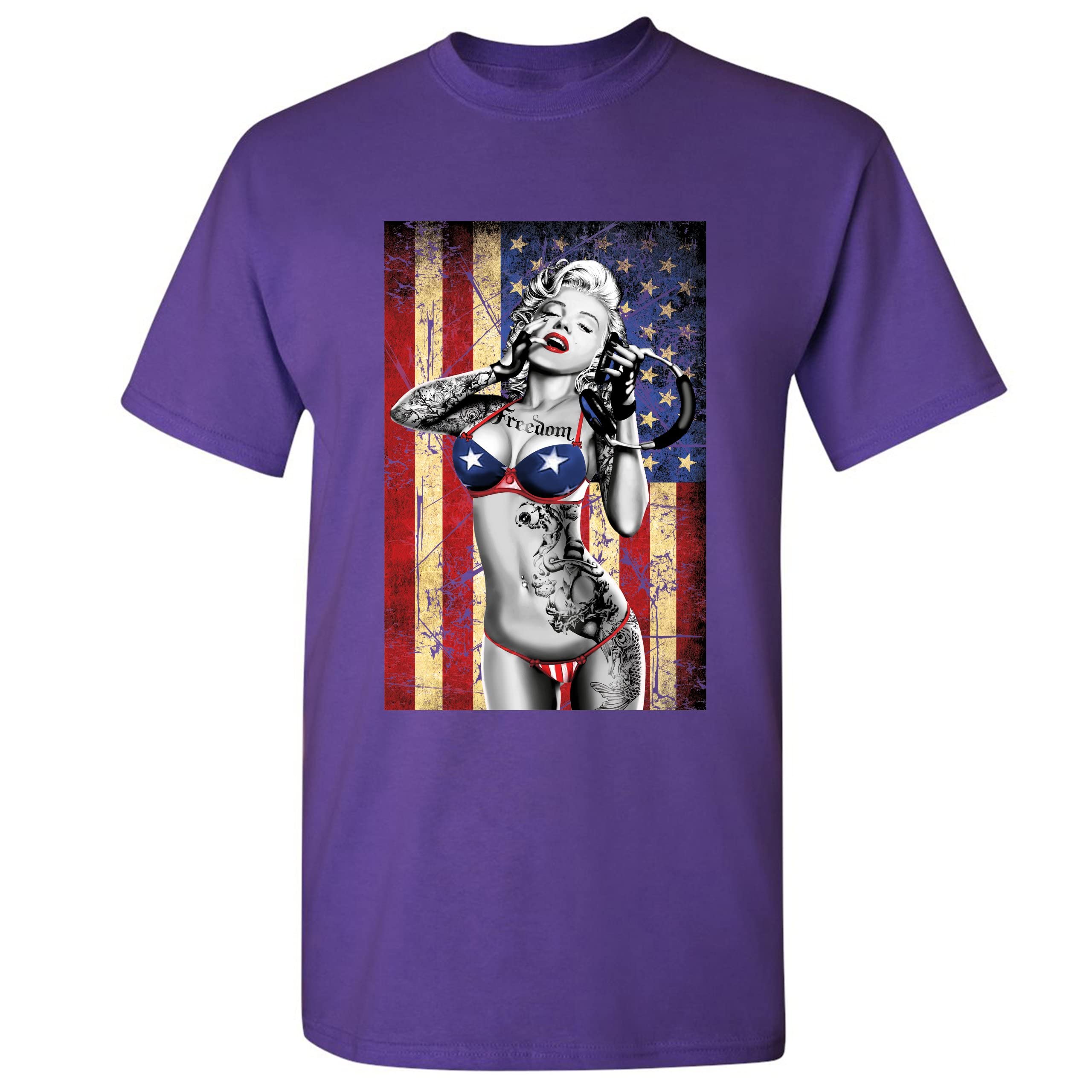 Vintage Marilyn Monroe Hollywood Glamour T-Shirt - American Flag Print Retro Tee for Men & Women | Casual Wear, Street Style, Patriotic Outfits