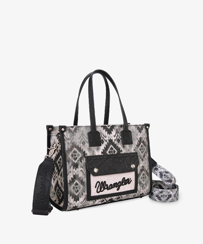 Wrangler Aztec Concealed Carry Canvas Tote Bag Set for Women - Stylish & Durable CCW Purse with Multiple Pockets - Perfect for Travel, Shopping & Everyday Use