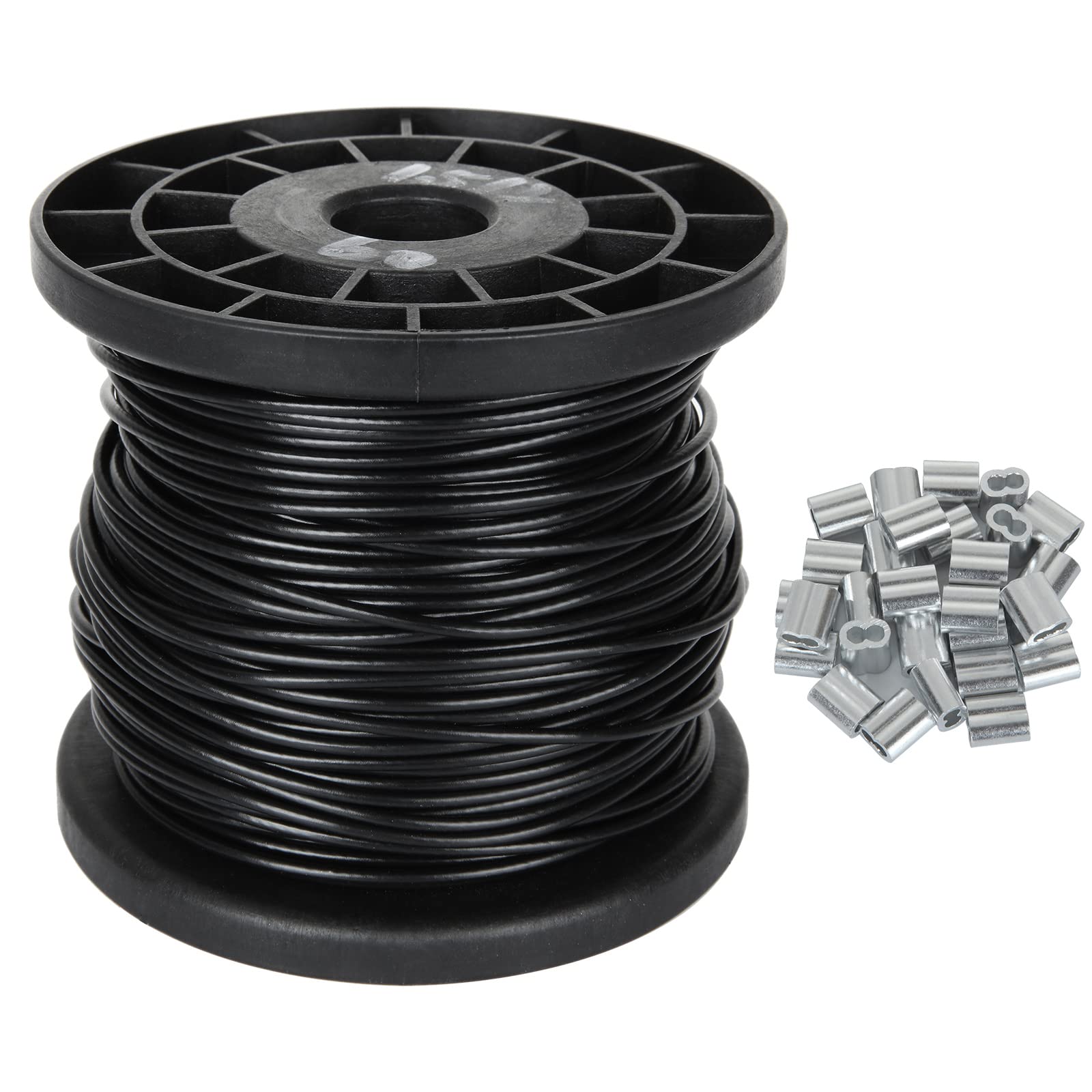 200Ft 1/16 Inch Black Coated 304 Stainless Steel Wire Rope - Vinyl Covered Cable for Hanging String Lights, Plants & Lanterns | Outdoor Decor, Garden Hanging, Patio Lighting, DIY Projects