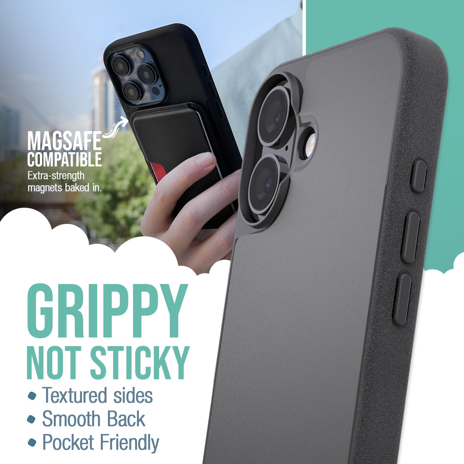 Smartish® iPhone 16 MagSafe Case - Ultra Slim Magnetic Protective Cover with Microfiber Lining & Enhanced Grip for Apple iPhone 16 (Black) - Perfect for Daily Use, Work & Travel