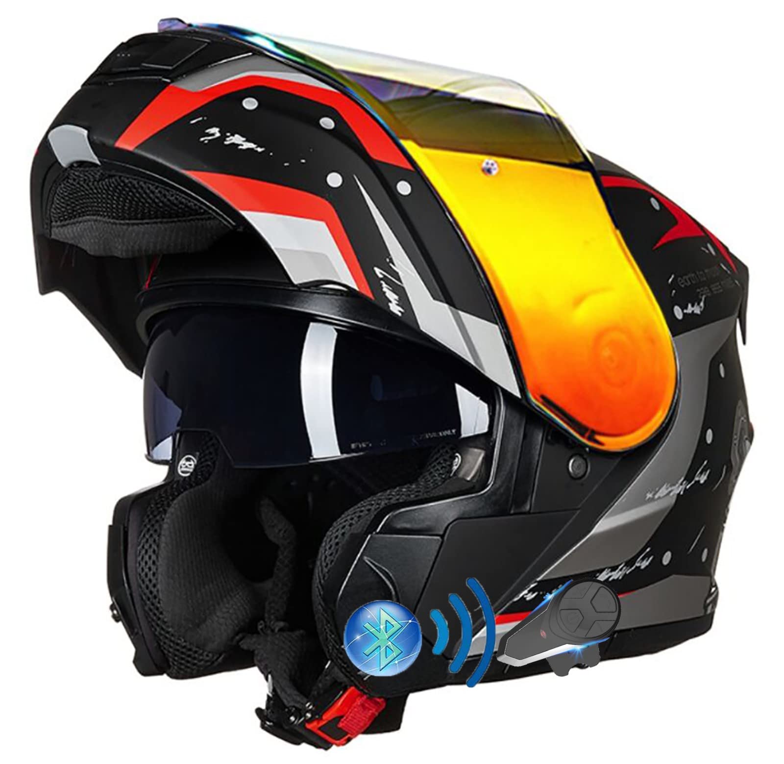 DOT Approved Full Face Motorcycle Helmet - Modular Flip Up Design with Bluetooth for Men & Women - Motocross, Off Road, Snowmobile & ATV Riding - Ideal for Street, Adventure & Extreme Sports
