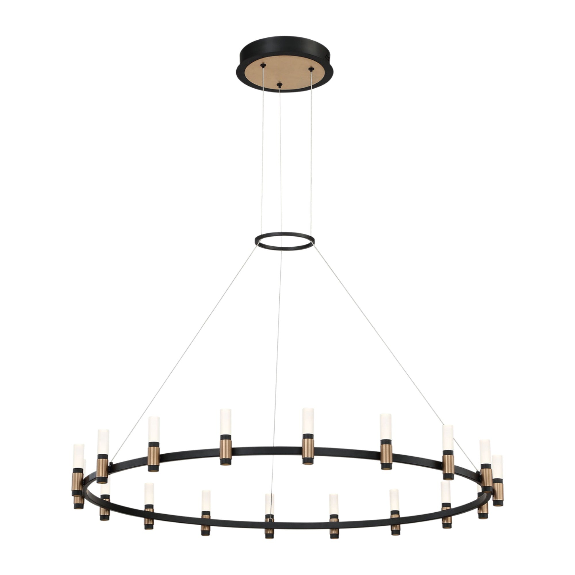Albany 18-Light 45 LED Chandelier - Black & Brass Finish Modern Crystal Ceiling Light Fixture for Dining Room, Living Room, Bedroom & Foyer Decor