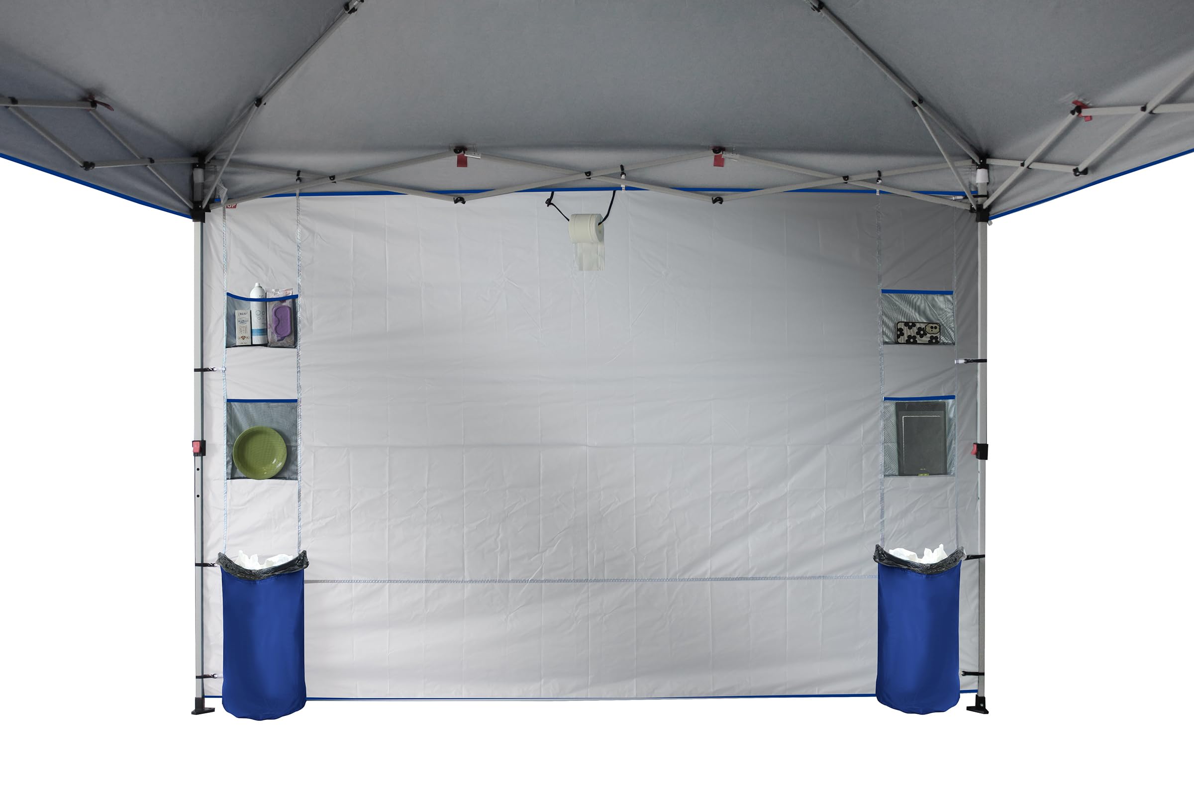 10x10 Pop Up Canopy Tent with Sidewalls & Pockets - Easy One-Person Setup Instant Sun Shelter for Camping, Beach, Backyard, Picnics & Outdoor Events - Portable Navy Blue Canopy with Center Lock System