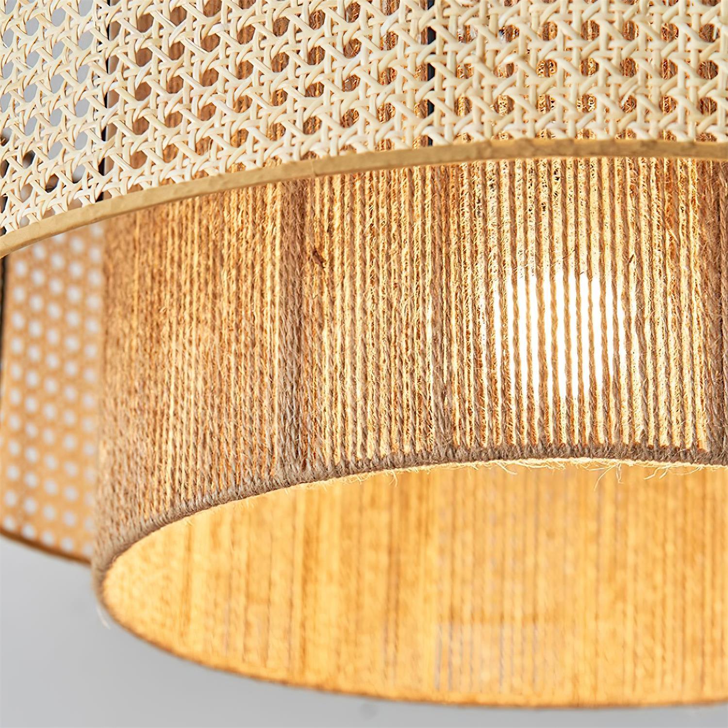 Triela Rattan Weaving Pendant Lamp - Handmade Boho Chic Hanging Light Fixture for Bedroom, Living Room, and Patio Decor