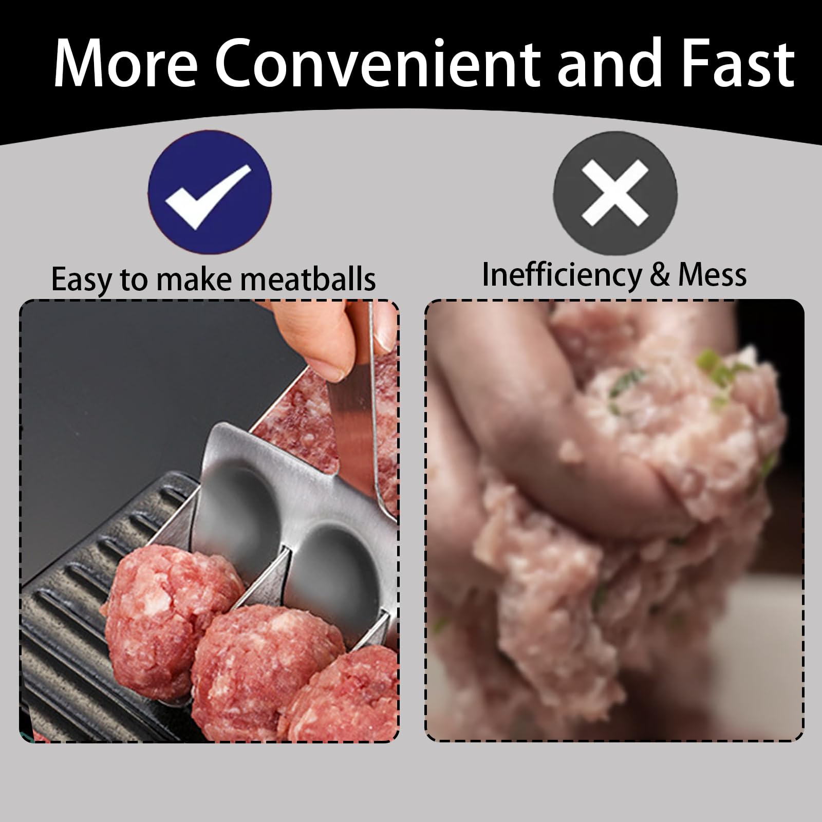 Premium Stainless Steel Meatball Maker Tool - Non-Stick Meat Ball Scoop with Cutting Spoon | Perfect for Homemade Italian Meatballs, Swedish Köttbullar & Asian Dumplings | Ideal for Home Cooking, Restaurants & Meal Prep