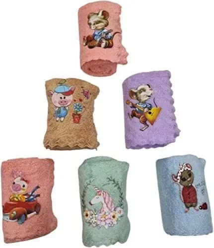 SUPER GELINGEN Soft Reusable Cotton Hand Towels - 6 Pack Multicolor Washable Cloth Napkins for Kids, Toddlers & Adults | Perfect for Kitchen, Bathroom, Picnics & Travel