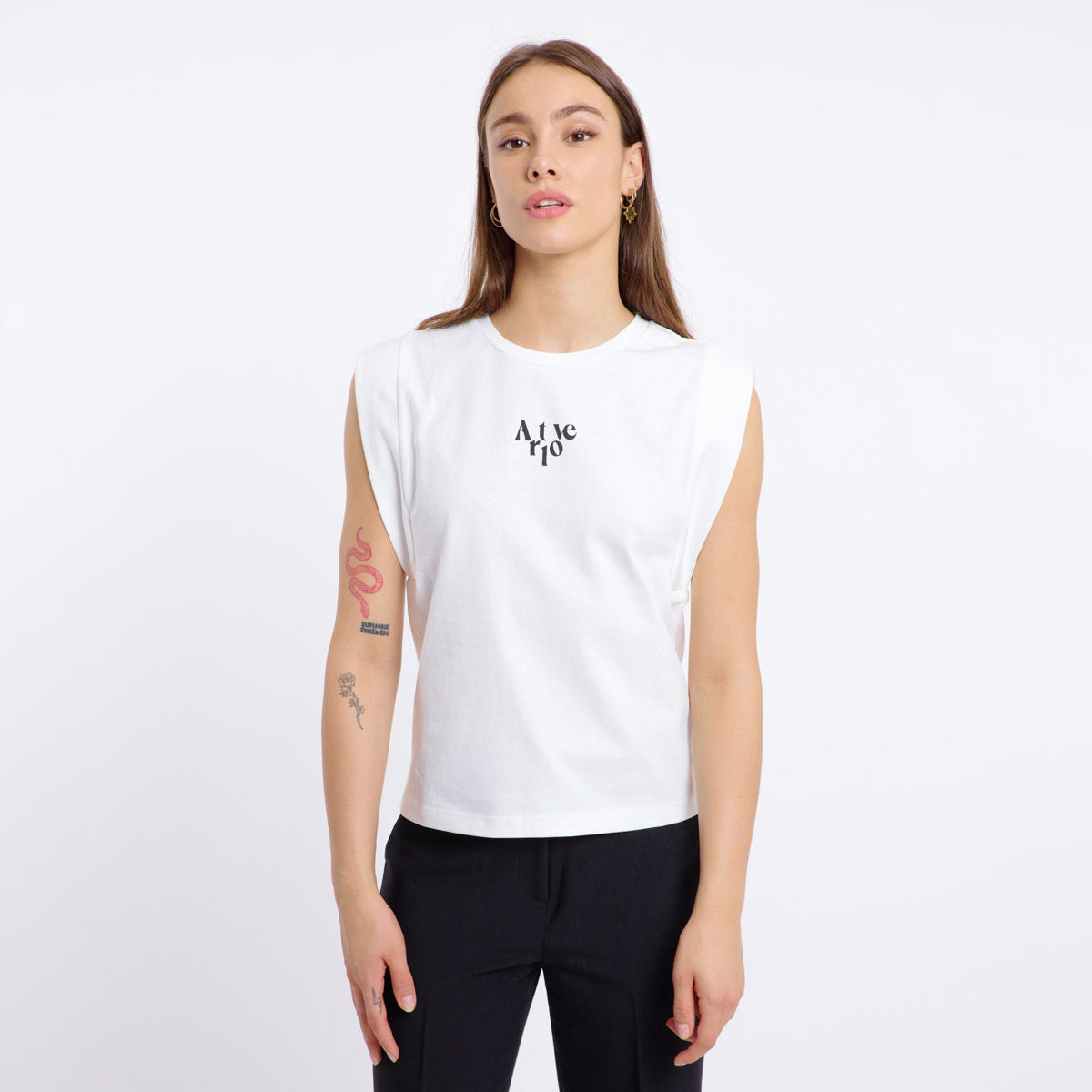 ANOUK Women's Casual T-Shirt - Soft Cotton Short Sleeve Tee (White/Black) for Everyday Wear, Work & Weekend Outfits