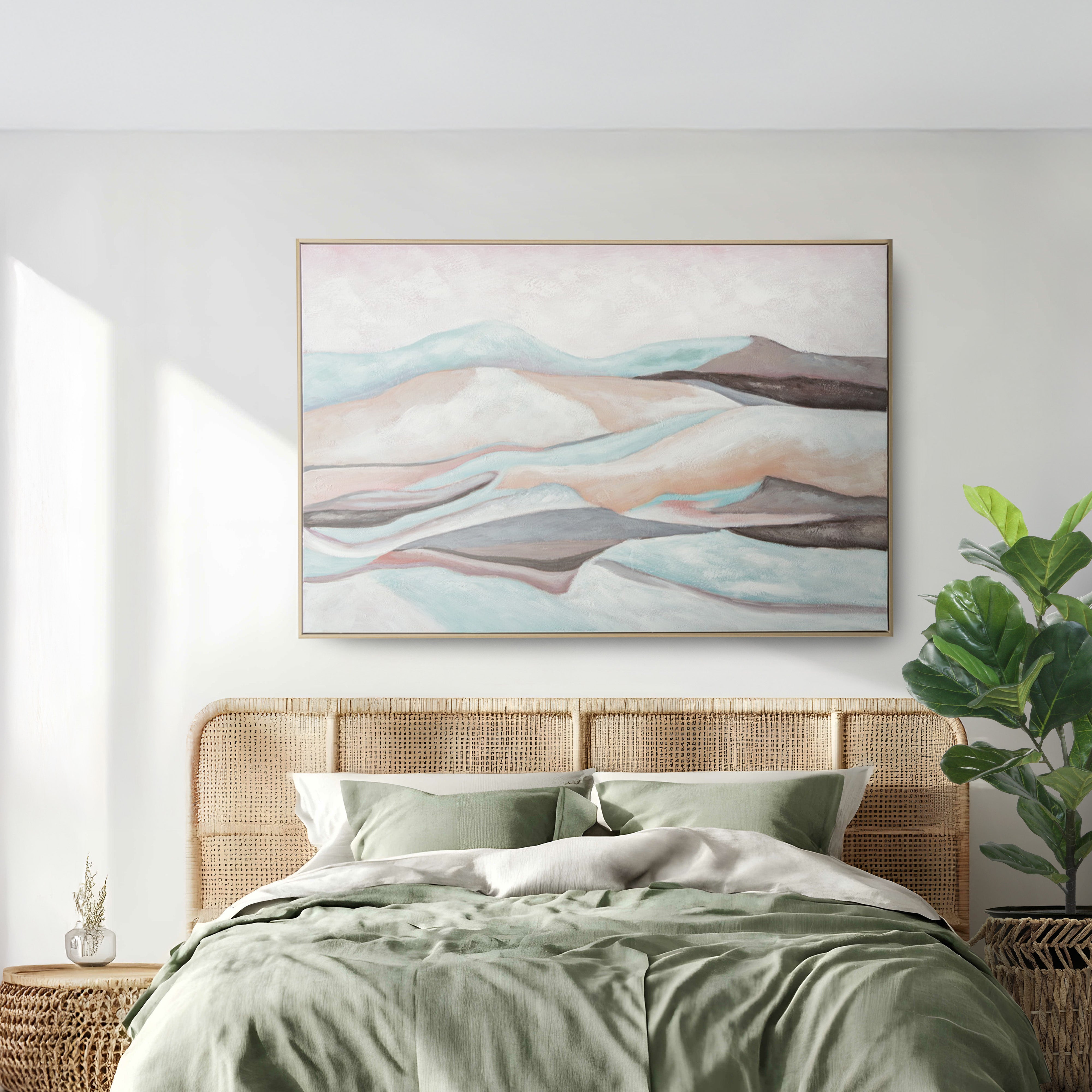 Urban Style Brushmarks Oil Painting Textured Mountain Landscape Wall Art - Perfect for Living Room, Bedroom & Office Decor