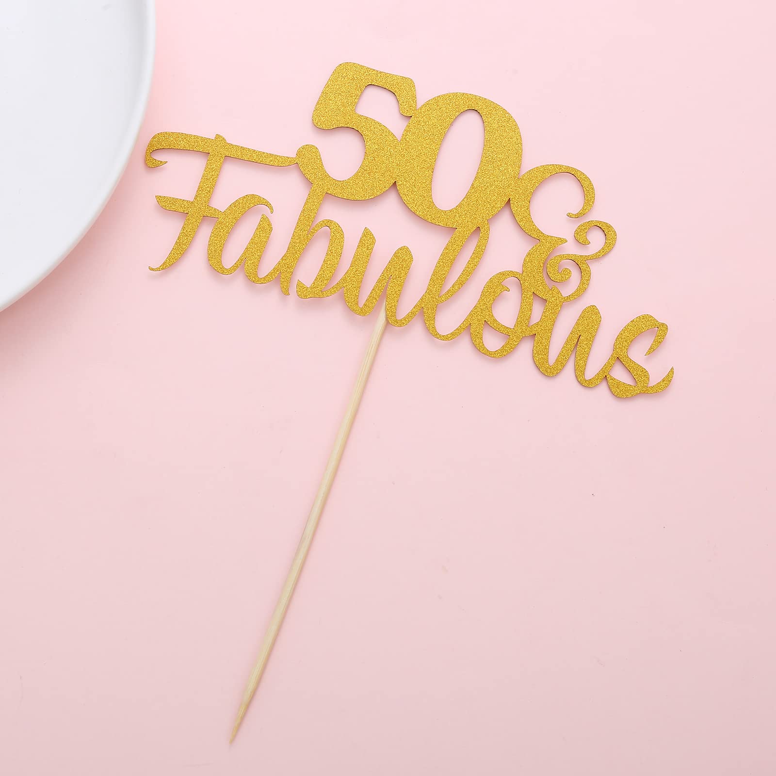 Gold Glitter 50th Birthday Cake Topper - Single-Side Sturdy Decoration for Anniversary, Wedding & Party | Cheers to Fifty Years Celebration | Perfect for 50th Birthday Cakes, Retirement Parties & Milestone Events