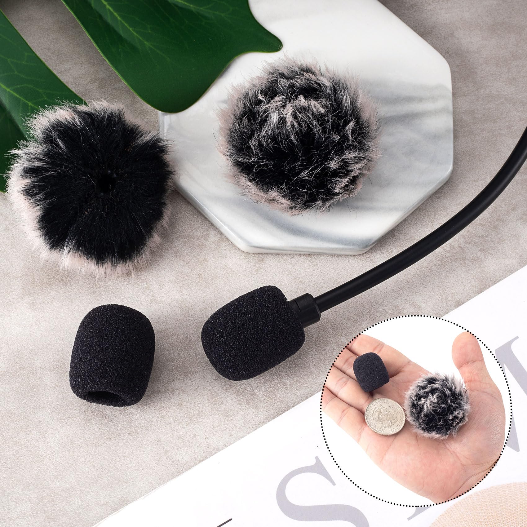 4-Pack Mini Foam & Furry Microphone Windscreens - High Density Mic Cover for Lavalier Lapel Mics, Noise Reduction Accessories (2 Foam + 2 Furry) - Perfect for Podcasting, Streaming, Interviews & Professional Recordings