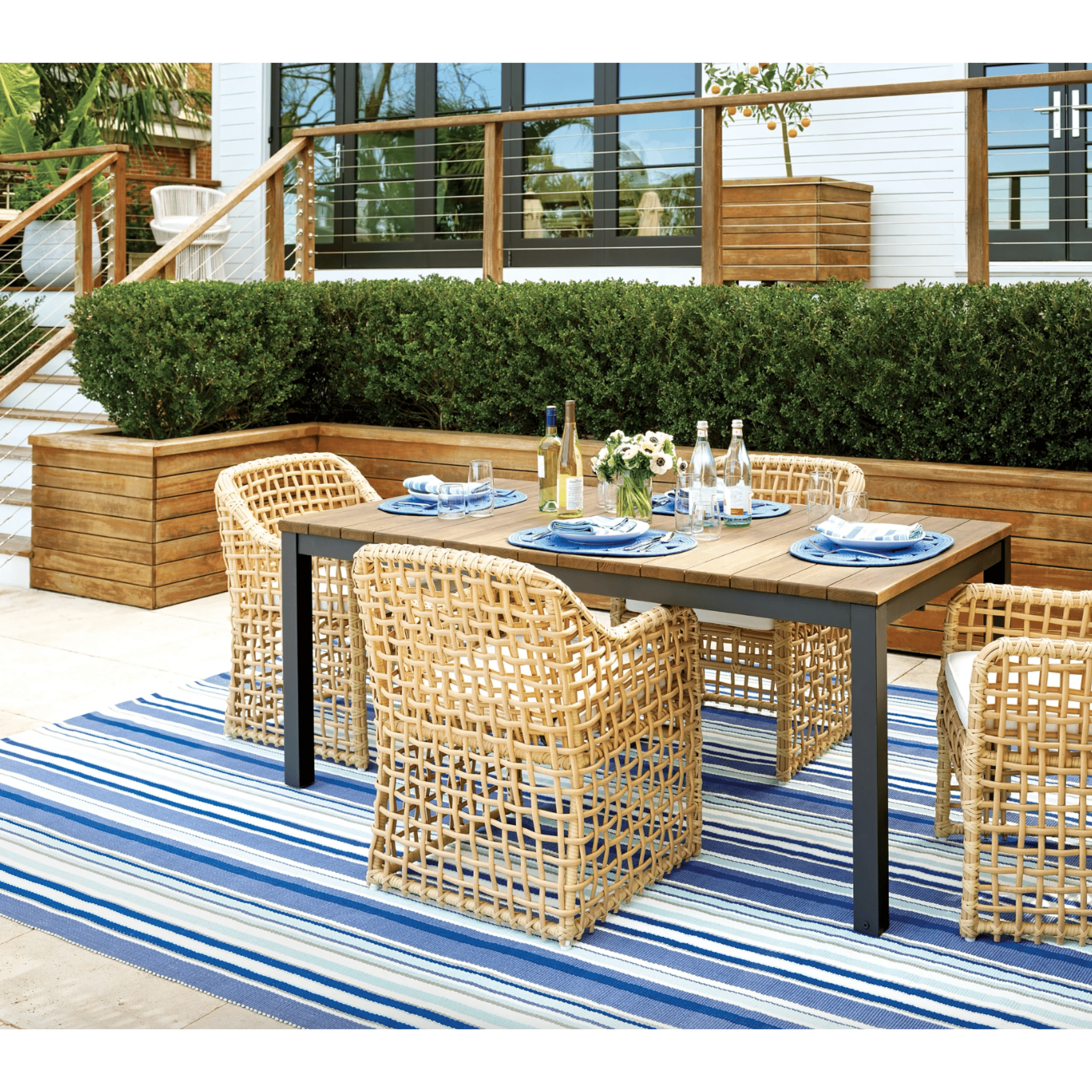 Skyler Striped Handwoven Indoor/Outdoor Area Rug - Soft & Durable for Living Room, Patio, Bedroom Decor