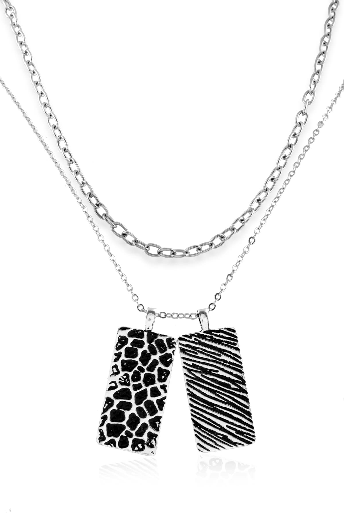 Sterling Silver Plated Double Curb Chain Box Necklace for Women - Elegant Layered Choker Jewelry Gift for Birthday, Anniversary & Valentine's Day