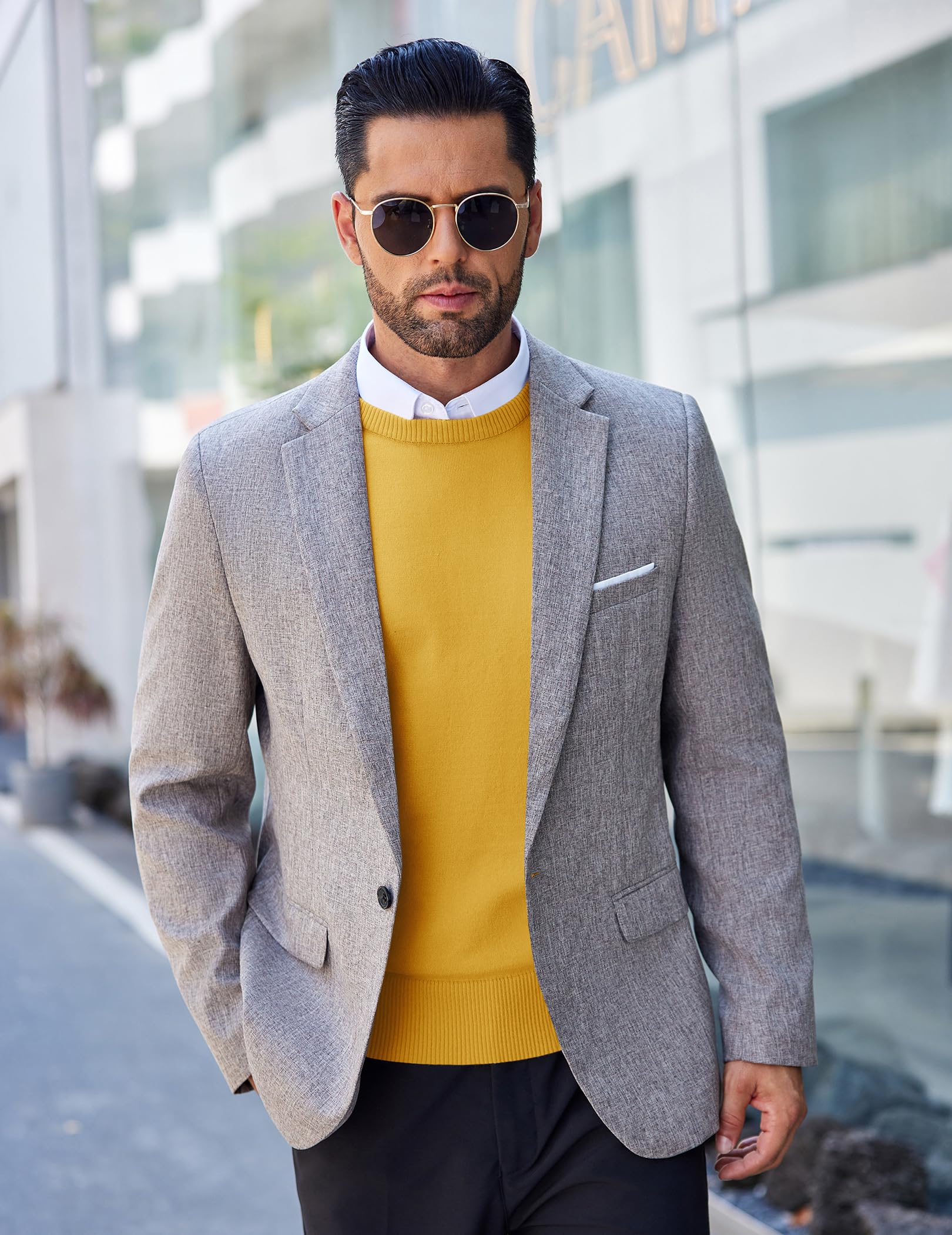 COOFANDY Men's Slim Fit Lightweight Knit Sweater - Crew Neck Pullover Sweatshirt for Casual & Dressy Wear | Office, Date Night, Fall Layering