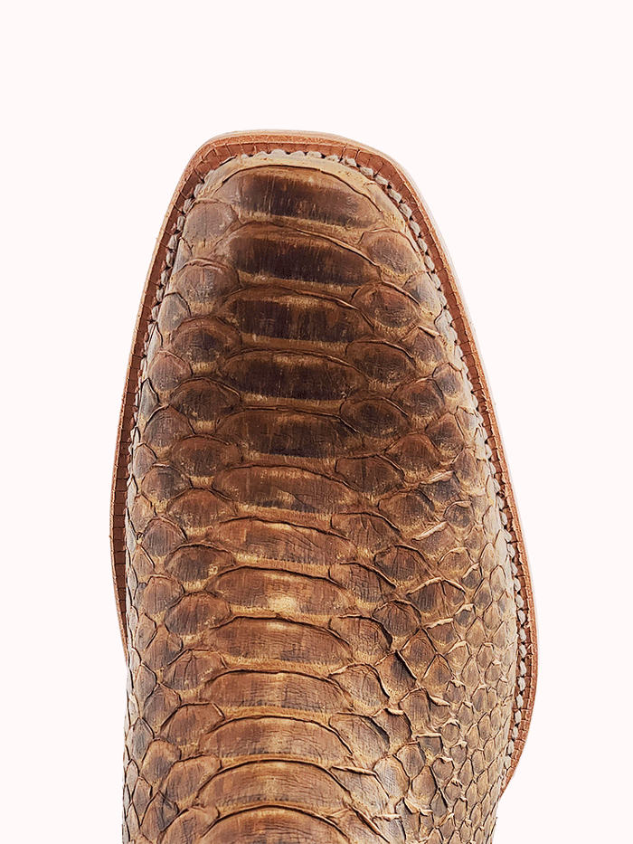 R.Watson RW7911 Men's Beige Sueded Python Western Boots - Tan Cowboy Boots for Men, Comfortable & Stylish for Country Riding, Rodeo, and Western Fashion