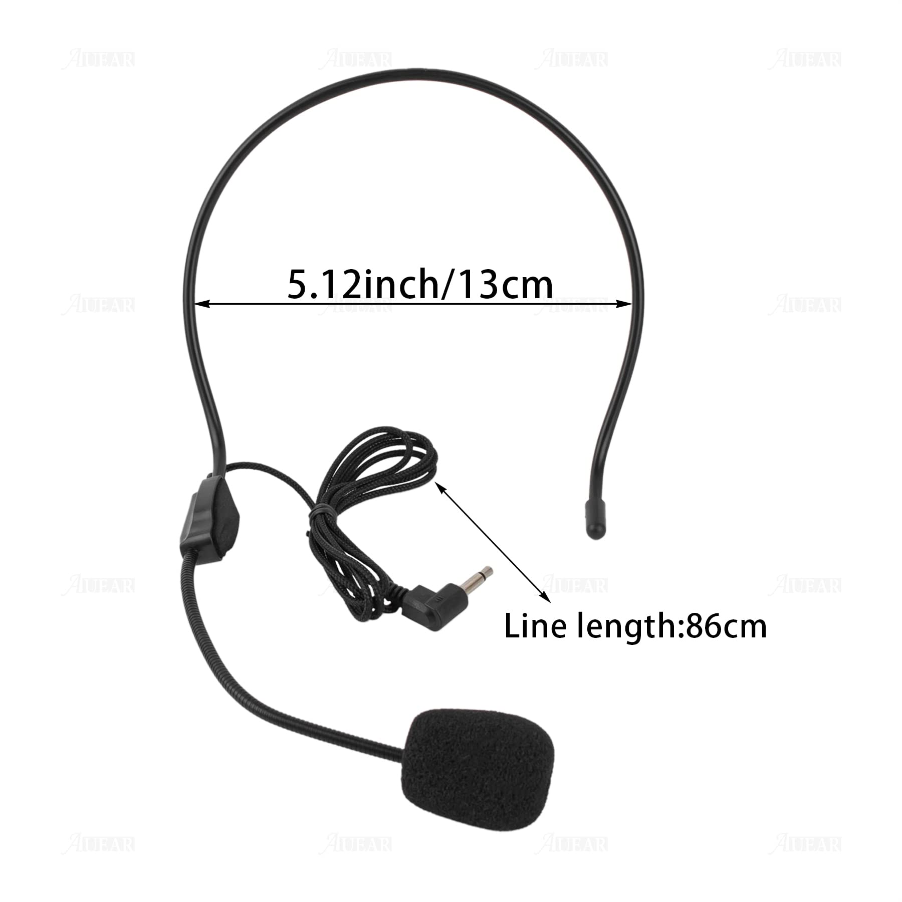 AUEAR 2 Pack Headset Microphone with Flexible Wired Boom - 3.5mm Connector for Voice Amplifier, Teachers, Speakers & Computers - Ideal for Online Teaching, Public Speaking & Conference Calls