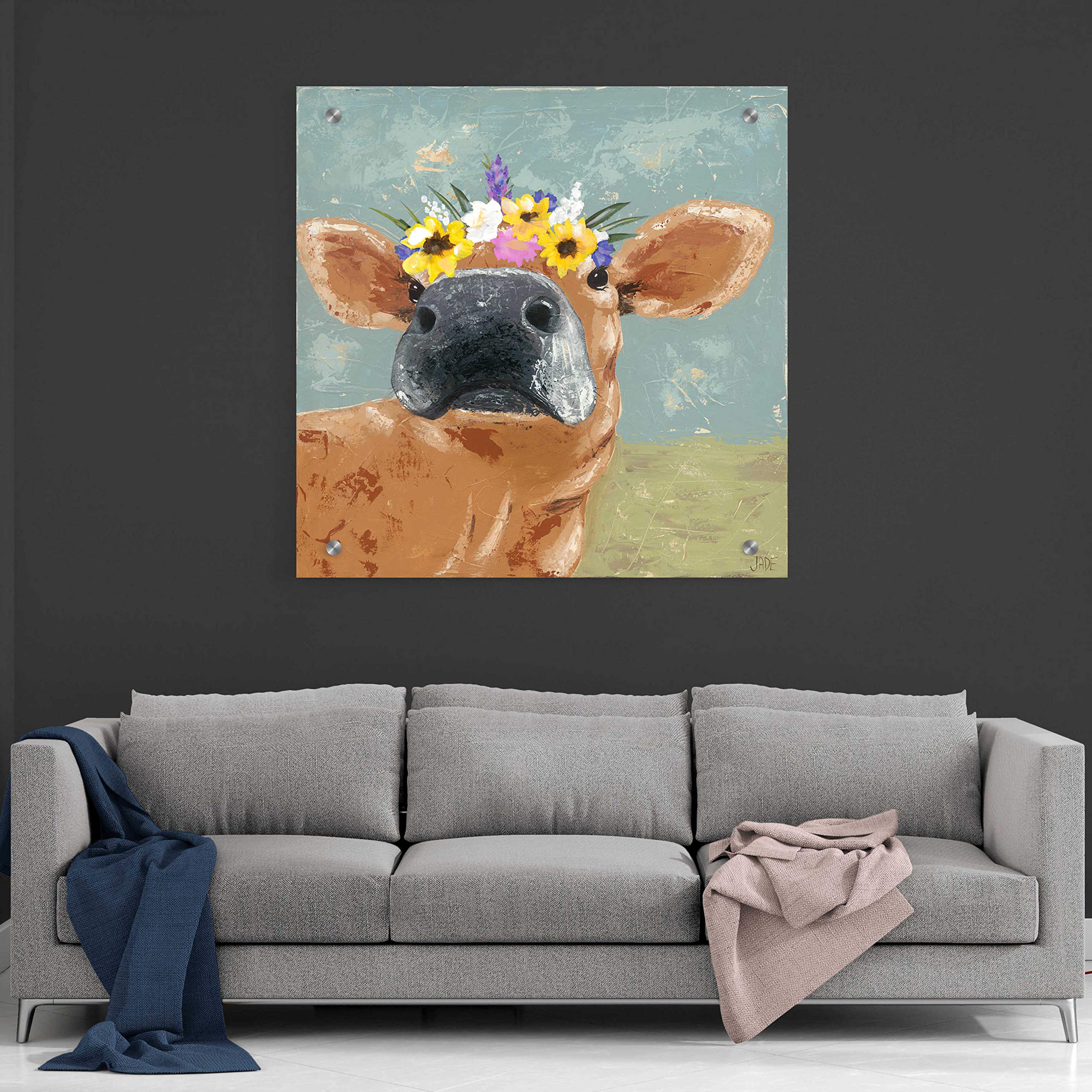Farm Fun II by Jade Reynolds - 36x36 Inch Acrylic Glass Wall Art Painting, Modern Farmhouse Decor for Living Room, Bedroom & Office