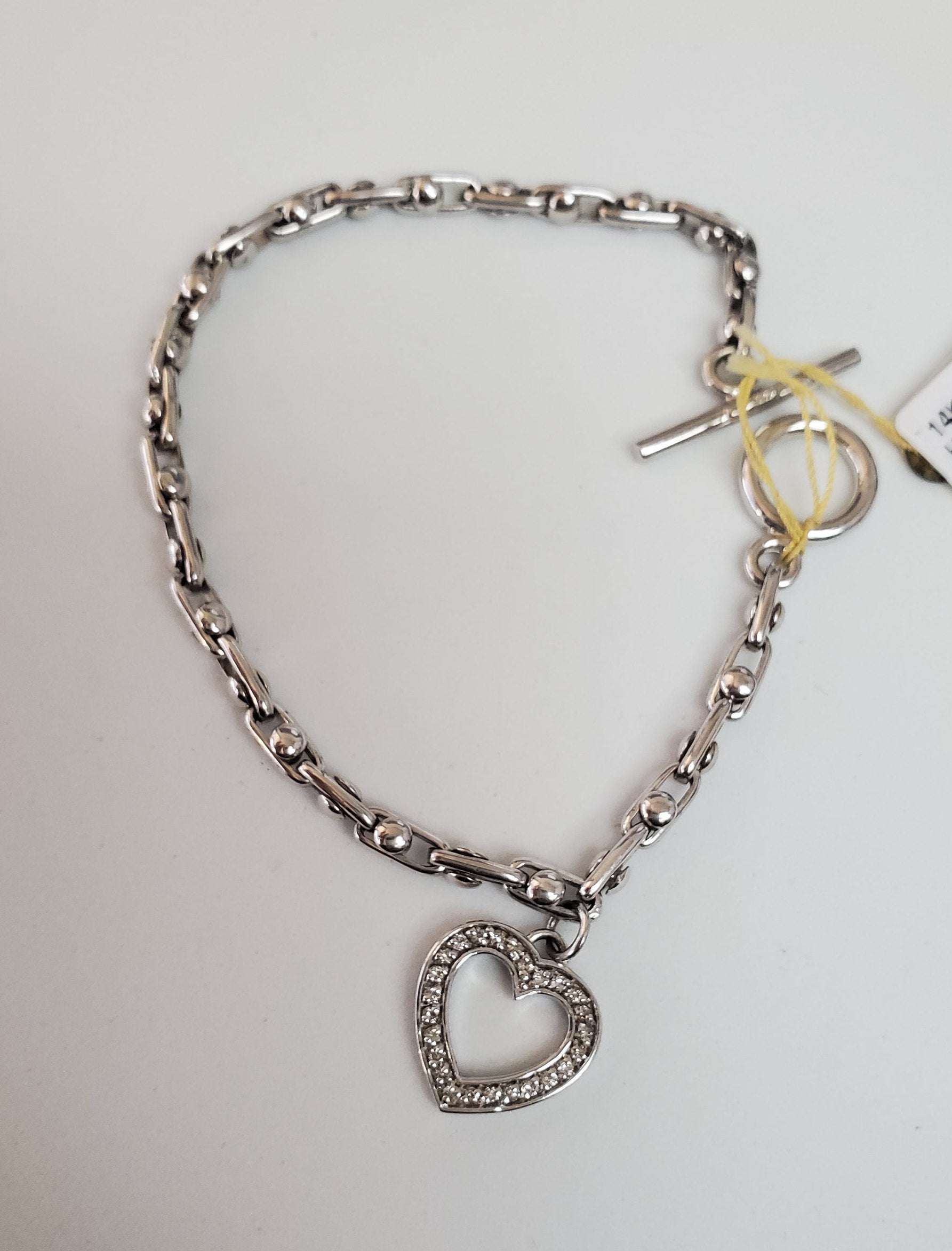 1/2 Ct. Diamond Heart Charm Bracelet - 14k White Gold Jewelry for Women, Elegant Gift for Valentine's Day, Anniversary & Special Occasions
