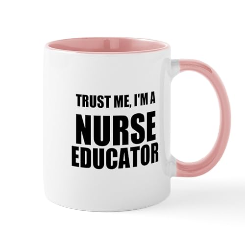White/Pink Inside - Trust Me, Im A Nurse Educator Mugs