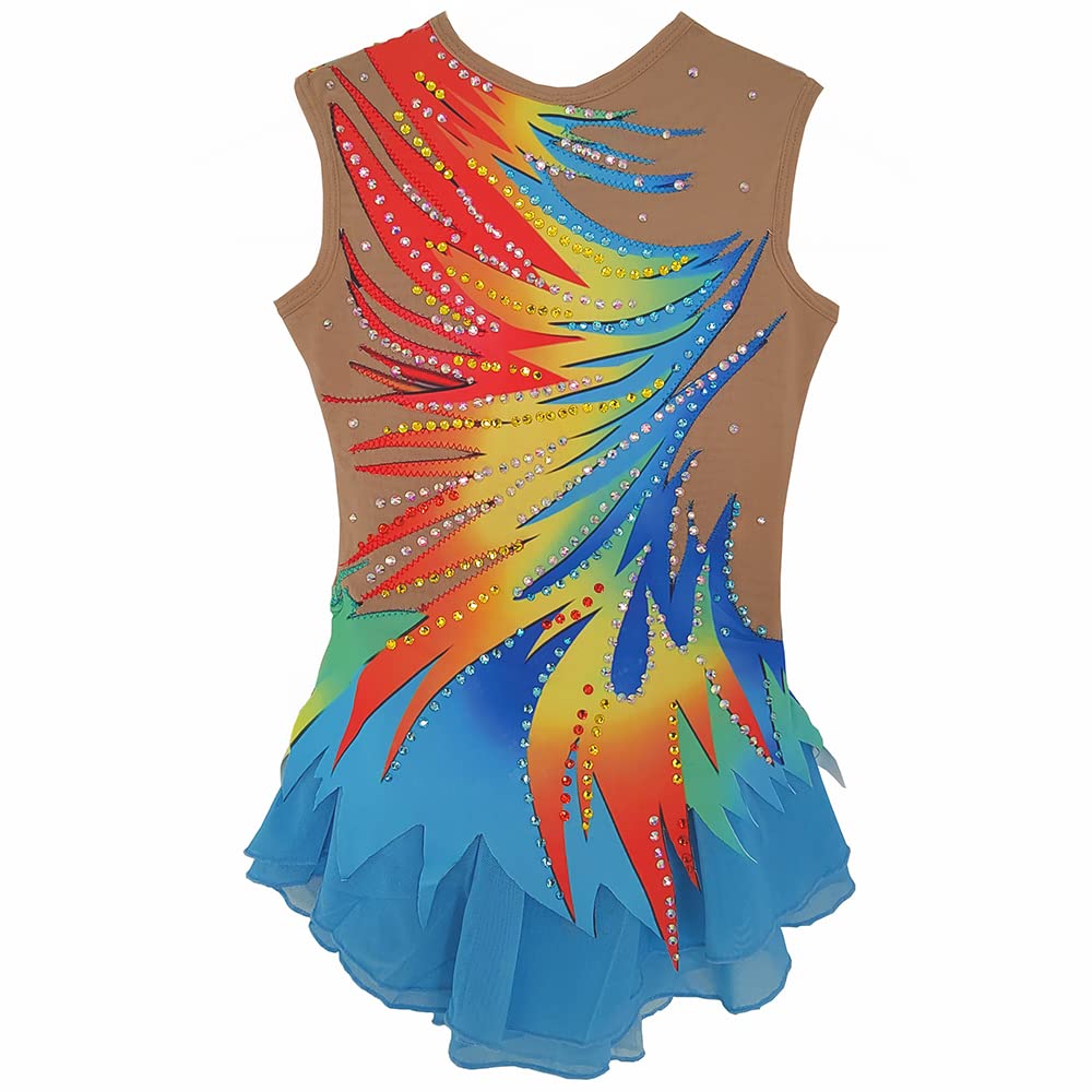 LIUHUO Blue Gauze Figure Skating Dress for Girls - Competition & Performance Costume - Perfect for Ice Shows, Recitals, and Dance Events