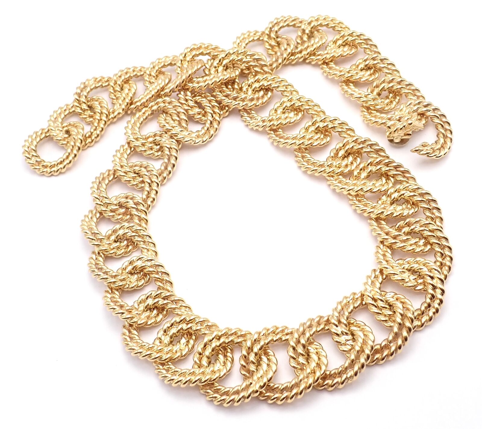 Authentic Verdura 18k Yellow Gold Rope Link Choker Necklace - Vintage Luxury Jewelry for Women - Perfect for Evening Parties, Weddings & Special Occasions