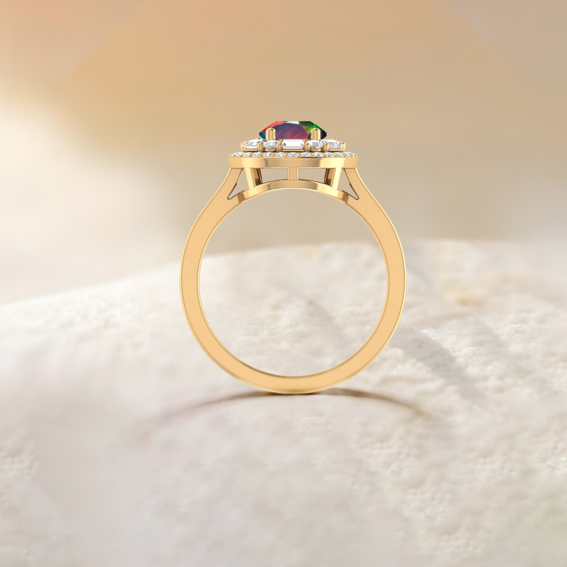 Natural Black Opal Pear Shape Halo Ring – Elegant Statement Jewelry for Weddings, Parties & Special Occasions
