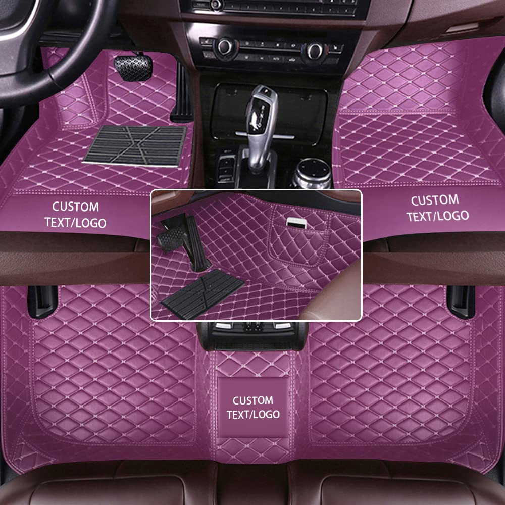 Premium Custom Luxury Leather Car Floor Mats - All Weather Protection, Waterproof & Non-Slip Full Coverage Liners for Men & Women (Purple) | Perfect for SUVs, Sedans & Trucks - Enhances Interior Style & Protects Against Spills, Mud & Wear