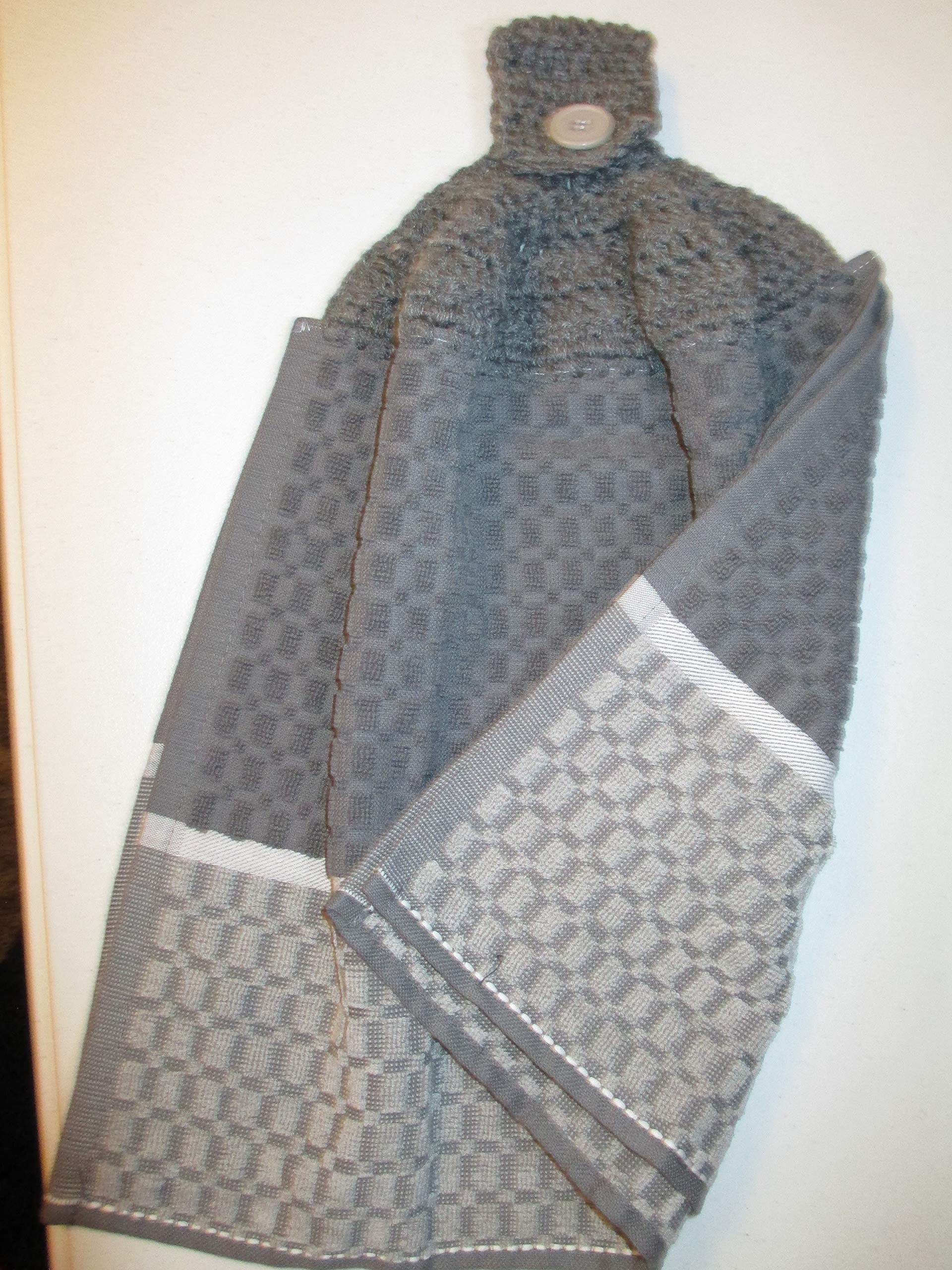 Handmade Crochet Kitchen Towel Set - Shades of Grey with Heather Yarn | Absorbent & Durable Dish Towels for Cooking, Baking & Kitchen Decor