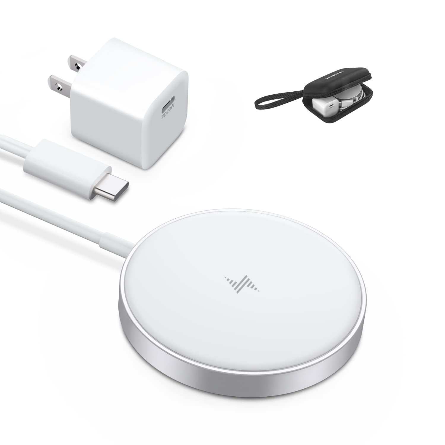 ZUBARR Nano Pro 15W Max Fast Wireless Charger Pad - Compatible with iPhone 14/13/12/Mini/Pro/Max & AirPods - Includes Wall Charger & Cable - Perfect for Home, Office & Travel Charging