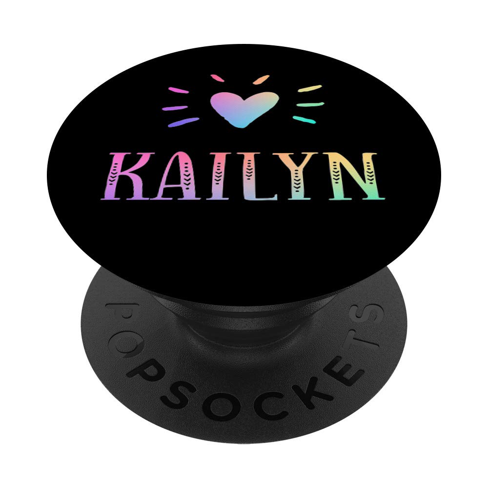 Kailyn Personalized PopGrip - Swappable Phone Grip with Heart Rainbow Watercolor Design - Perfect Gift for iPhone, Samsung & Tablets - Ideal for Everyday Use, Travel & Selfies
