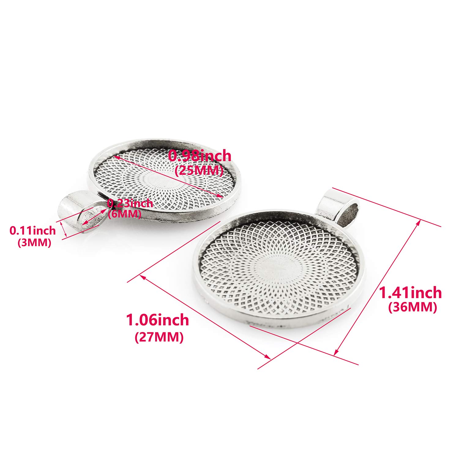 25pcs 25mm Round Bezel Pendant Trays - DIY Cabochon Blank Base for Jewelry Making, Crafting, and Photo Pendants - Perfect for Necklaces, Bracelets, and Earrings Accessories