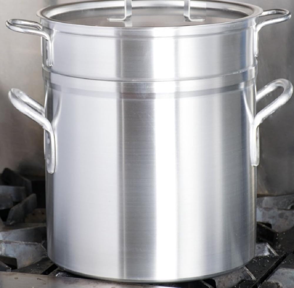 Soro Essentials 20 Qt Aluminum Double Boiler Pot with Lid - Steam Melting Stock Pot for Butter, Chocolate, Cheese, Caramel, Fondue, Candy, Desserts & Sauces - Perfect for Home Baking, Candy Making & Professional Kitchen Use