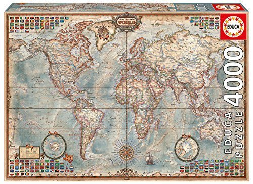 4,000 Piece Jigsaw Puzzle - World Map Educational Toy for Adults & Kids, Perfect for Family Game Night & Home Decor