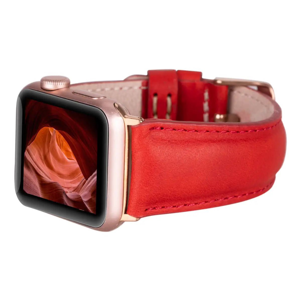 Premium Genuine Red Leather Apple Watch Band - Classic & Stylish for Men & Women - Perfect for Work, Gym & Everyday Wear