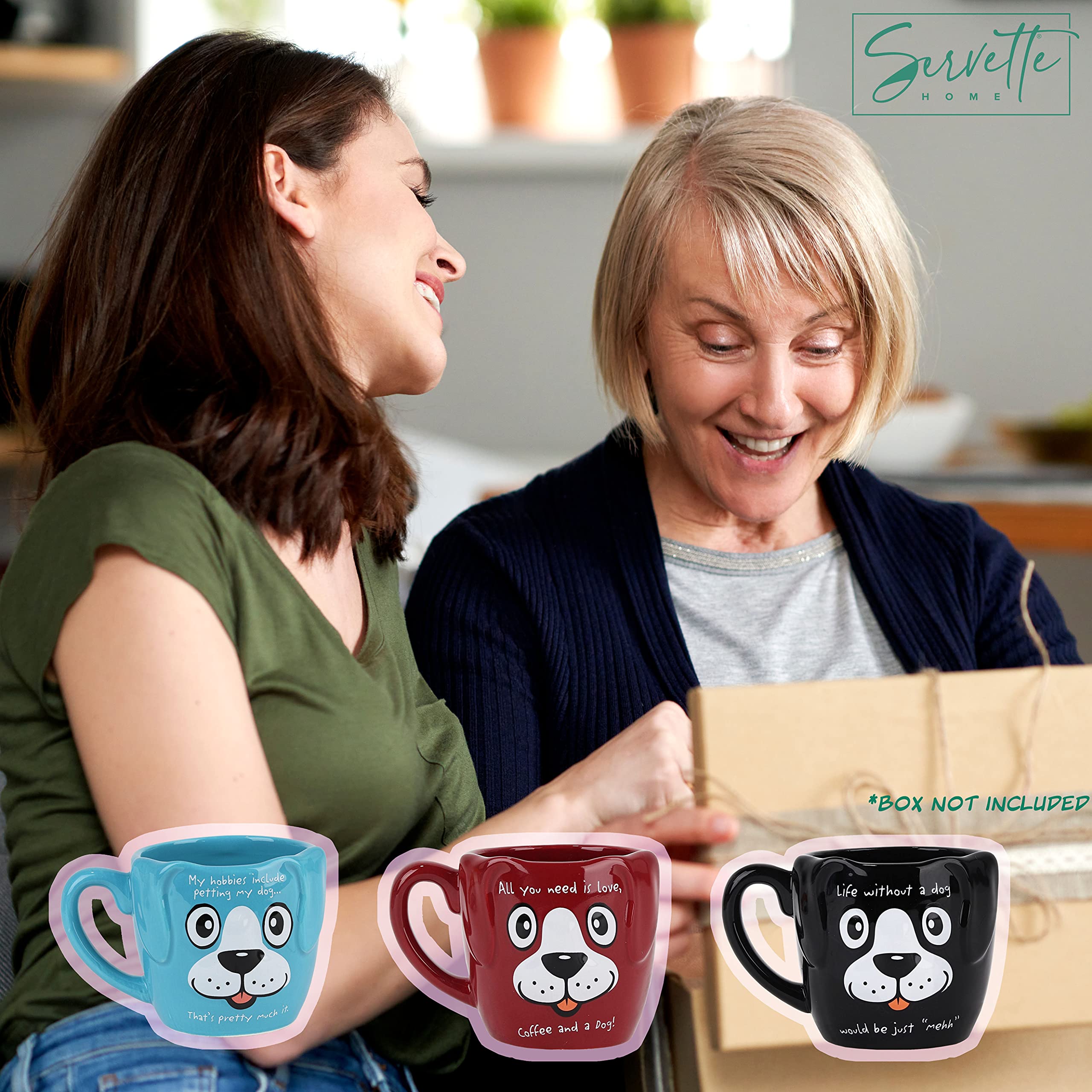 Servette Home Black Dog Coffee Mug - 15oz Ceramic Cup for Dog Lovers, Perfect for Coffee, Tea & Hot Drinks - Great Gift for Pet Owners, Dog Birthday & Housewarming - Use at Home, Office or as a Thoughtful Present