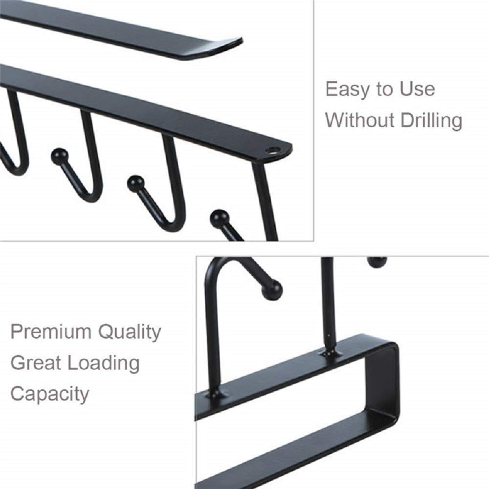 Kgeorix 6-Hook Under Shelf Metal Rack - Space Saving Organizer for Coffee Mugs, Wine Glasses, Keys & Kitchen Utensils - Perfect for Cabinet, Pantry or Closet Storage (1-Pack)