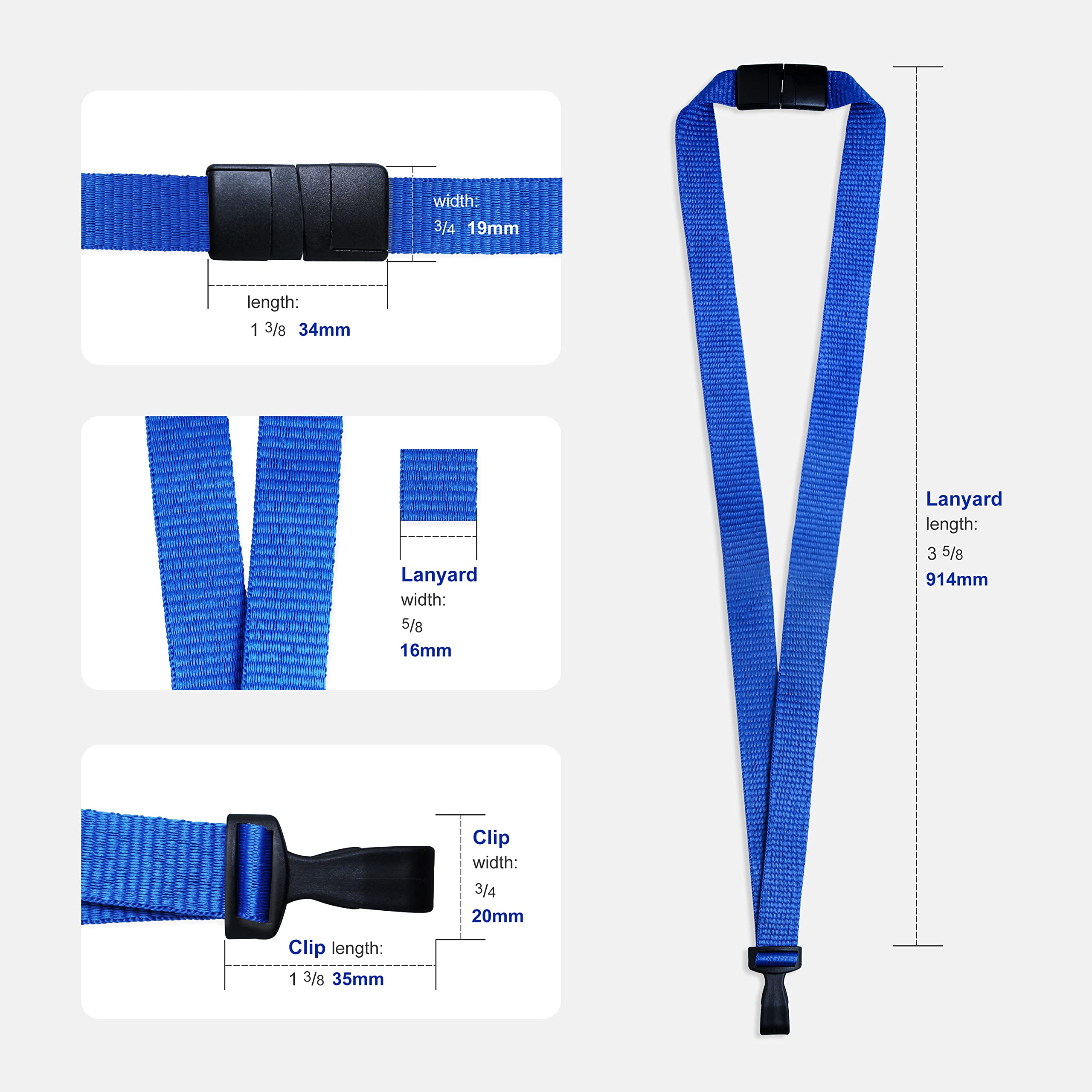 Bulk Breakaway Lanyards for ID Badges - No-Twist Plastic Hook for School & Hospital Use