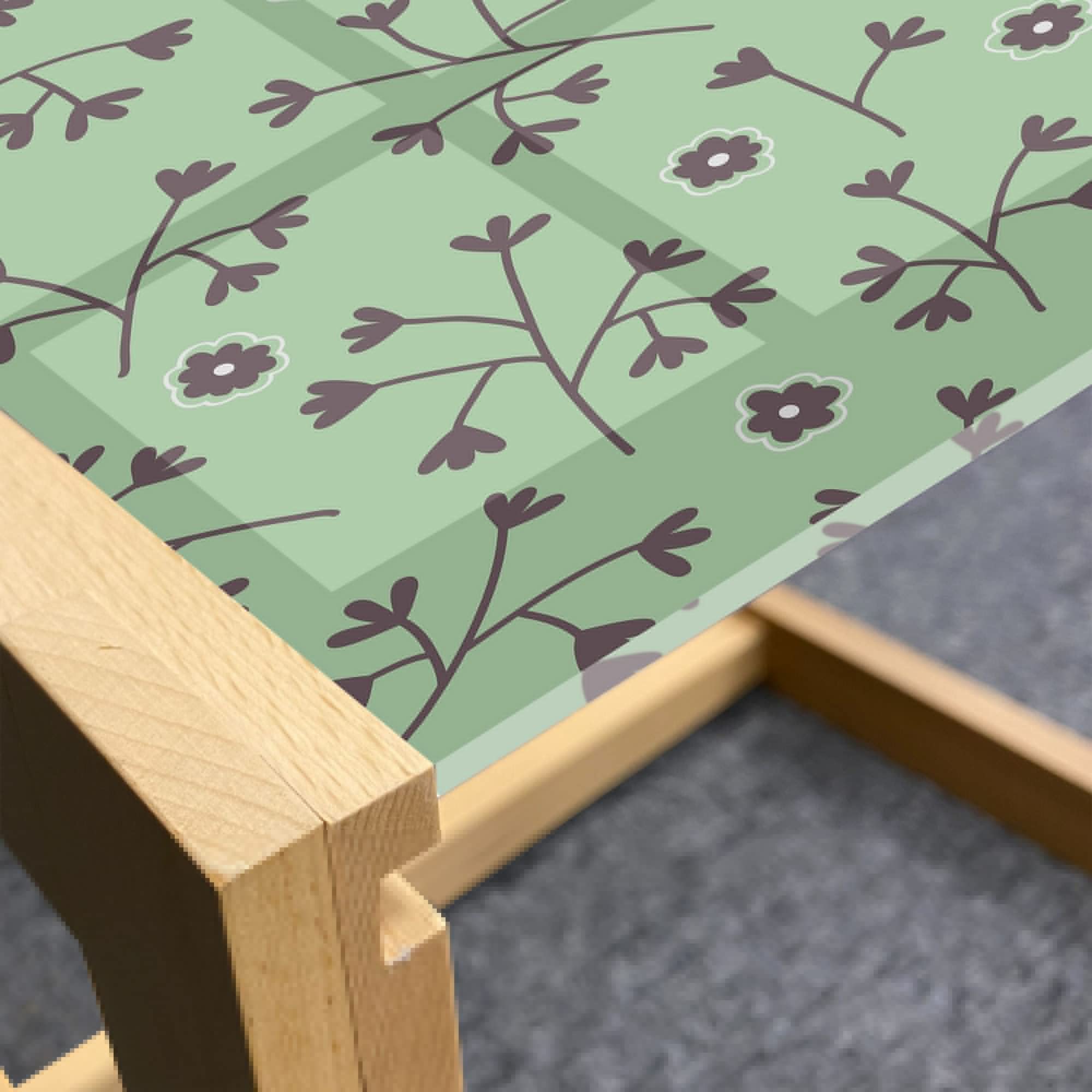 Ambesonne Floral Coffee Table - Botanical Design with Wooden Frame for Office & Home Decor