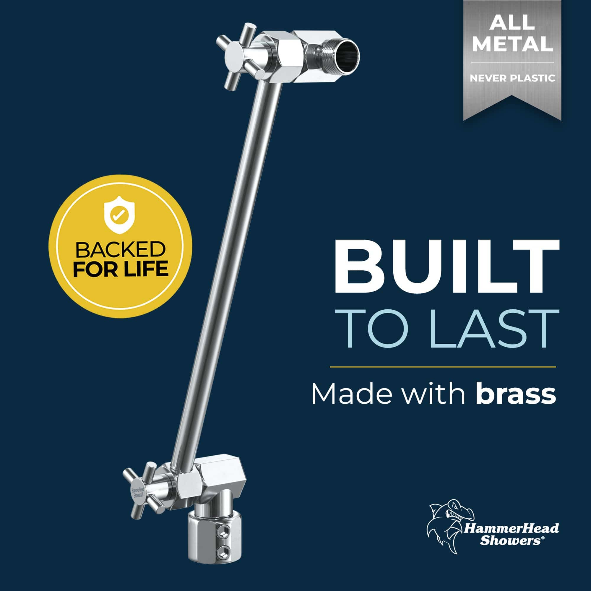 All Metal Adjustable Shower Arm Extension - Extendable Shower Pipe for Height Adjustment, Perfect for Bathroom Renovation & Comfortable Showering Experience