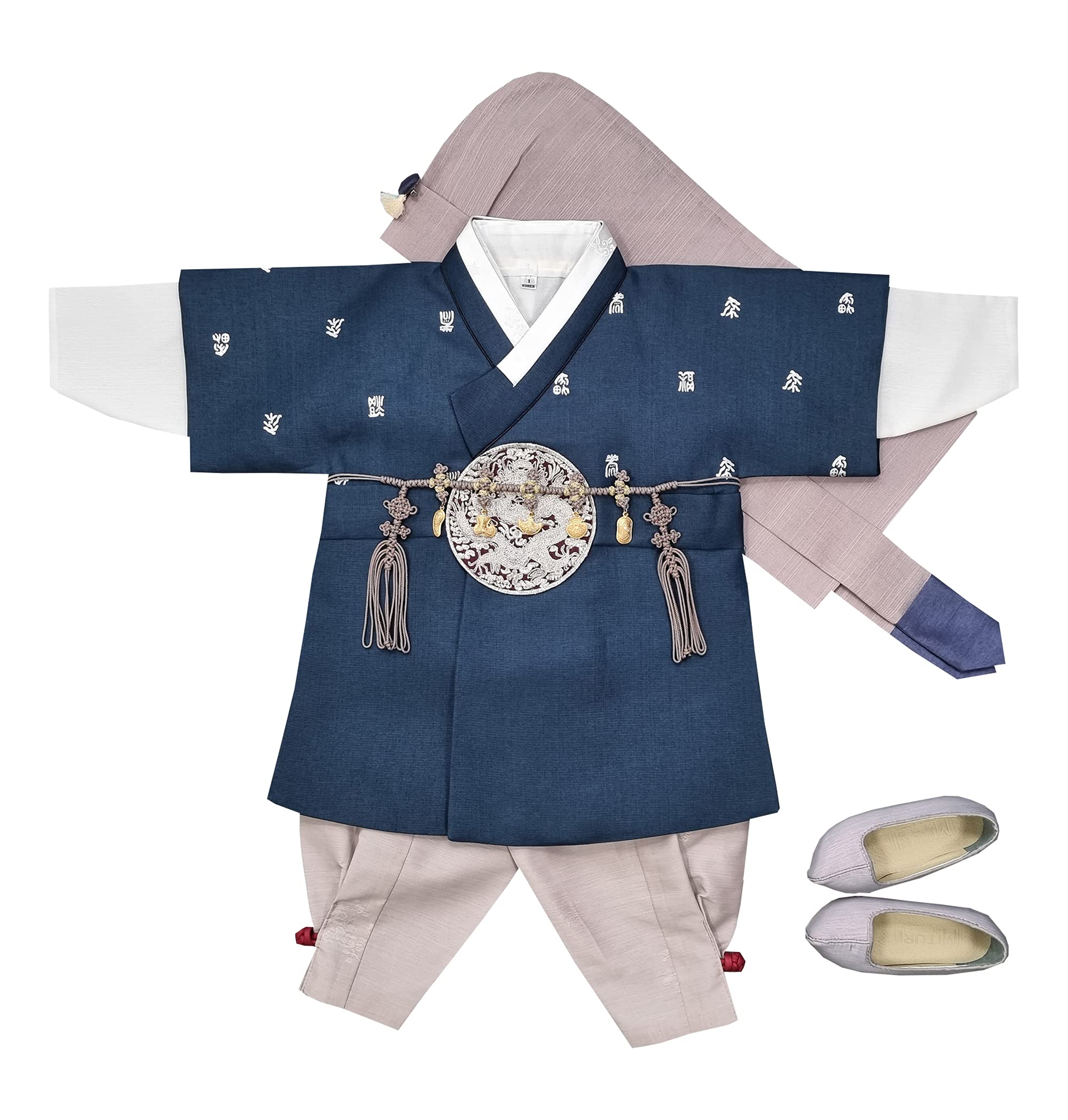 Korean Traditional Baby Boy Hanbok Set - Blue Dol First Birthday Outfit for Ages 1-8 (HJB01) | Perfect for 1st Birthday Celebrations, Korean Cultural Events & Photo Shoots