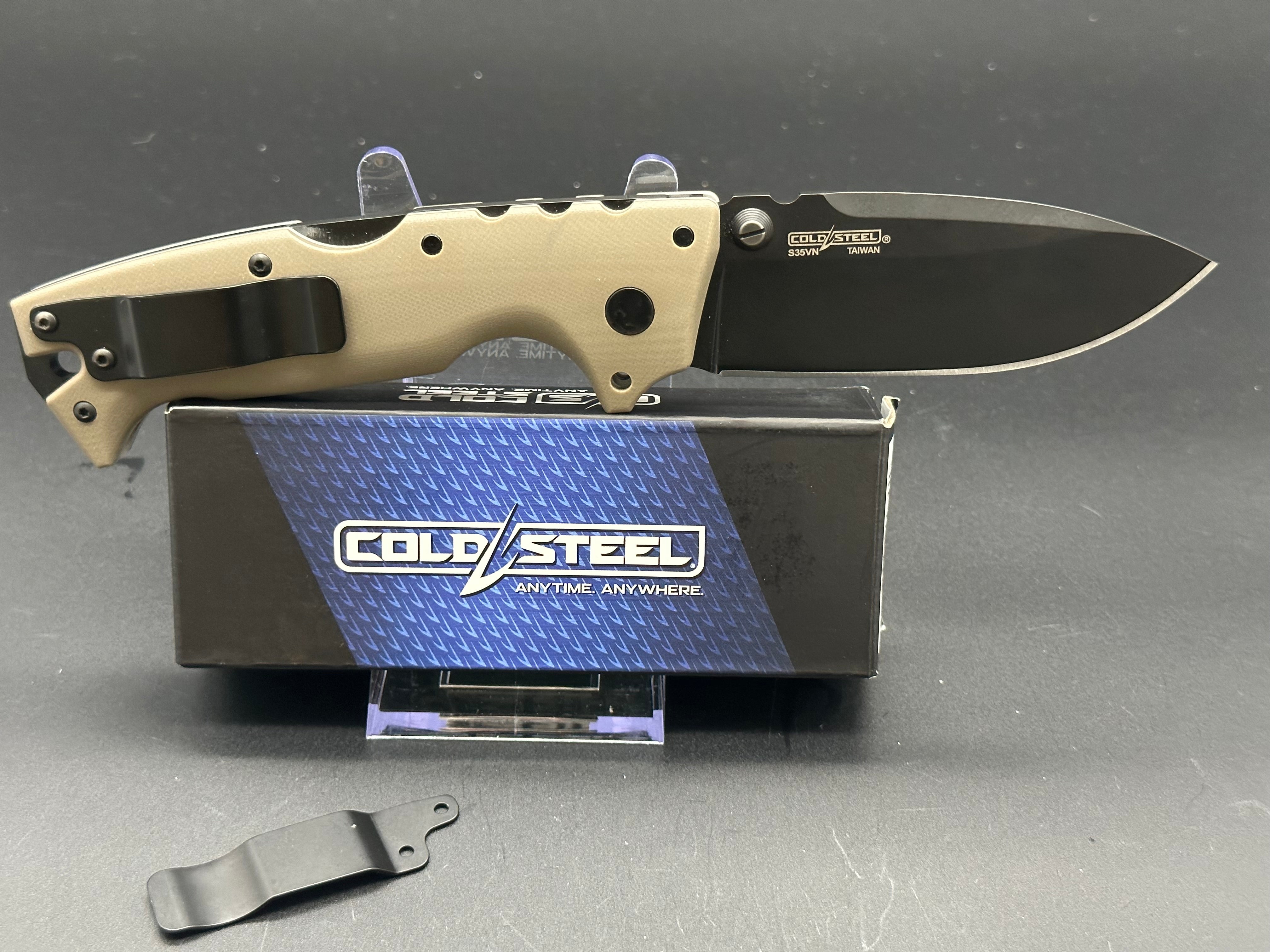 Cold Steel AD10 Tactical Folding Knife - Dark Earth G10 Handle, DLC Coated Blade for Outdoor Survival, Camping & EDC