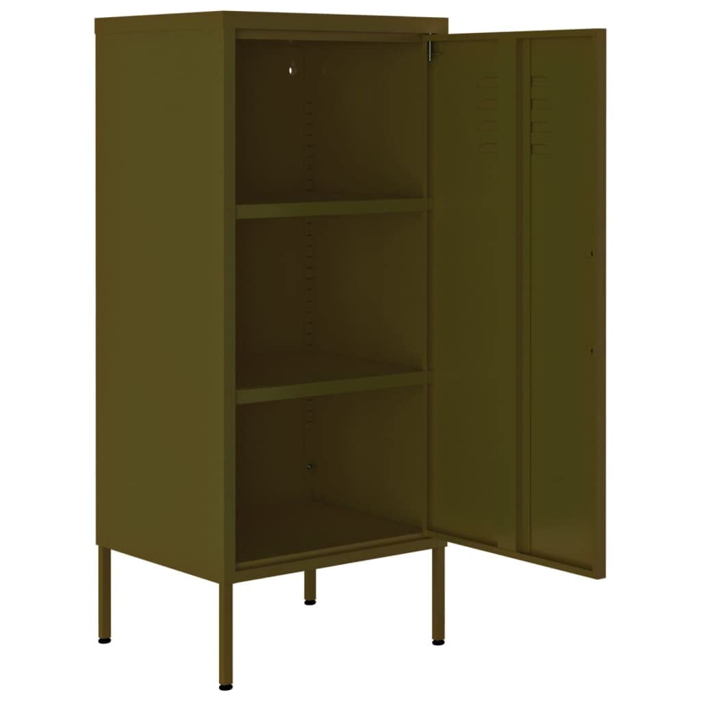 vidaXL Olive Green Steel Storage Cabinet with Adjustable Shelves - 16.7