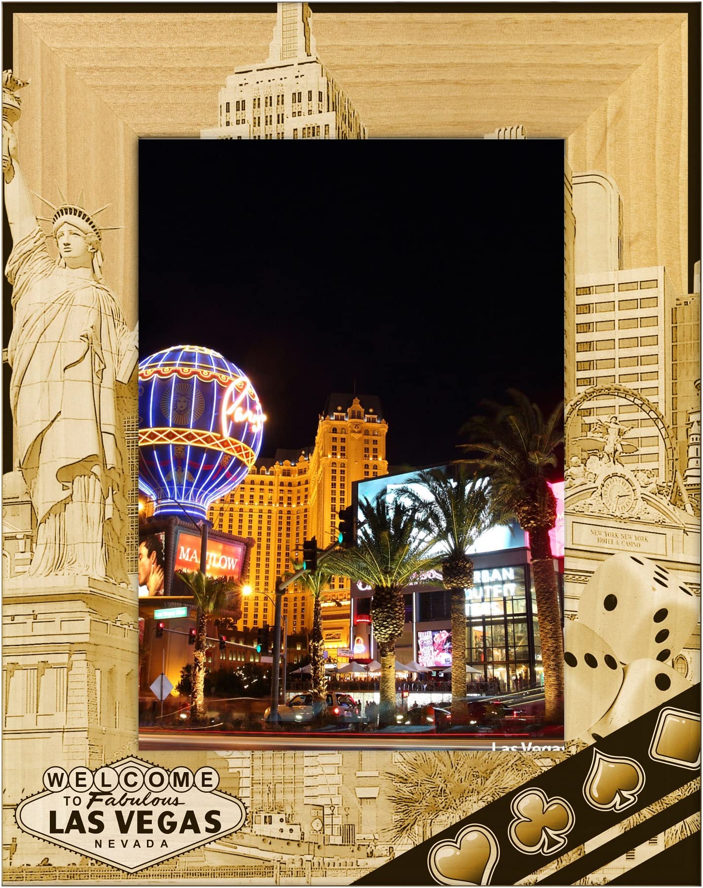 Las Vegas Nevada Laser Engraved Wood Picture Frame - 8x10 Inch for Portraits & Photos | Perfect for Home Decor, Office Display & Vegas-Themed Gifts