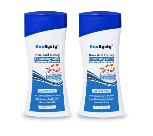 HacByuty Rose & Honey Cleansing Milk - Buy 1 Get 1 Free | Gentle Face Wash for Dry & Sensitive Skin | Perfect for Morning & Night Skincare Routine