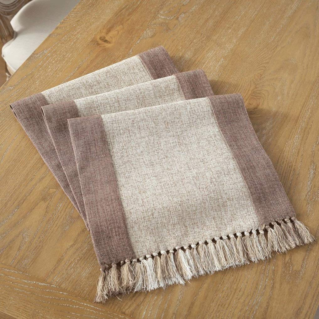 Elegant Beige Cotton Blend Lace Table Runner 38x200cm - Double-Sided Rectangular Wedding & Dining Table Decor for Home Kitchen, Parties & Special Events