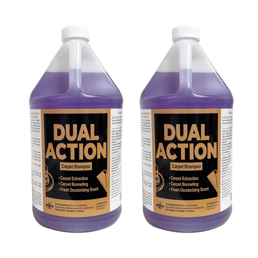 JL Dual Action Carpet & Upholstery Shampoo 1 Gallon (Pack of 2) - Deep Cleaning Solution for Carpets, Rugs & Furniture | Professional Grade for Home & Commercial Use