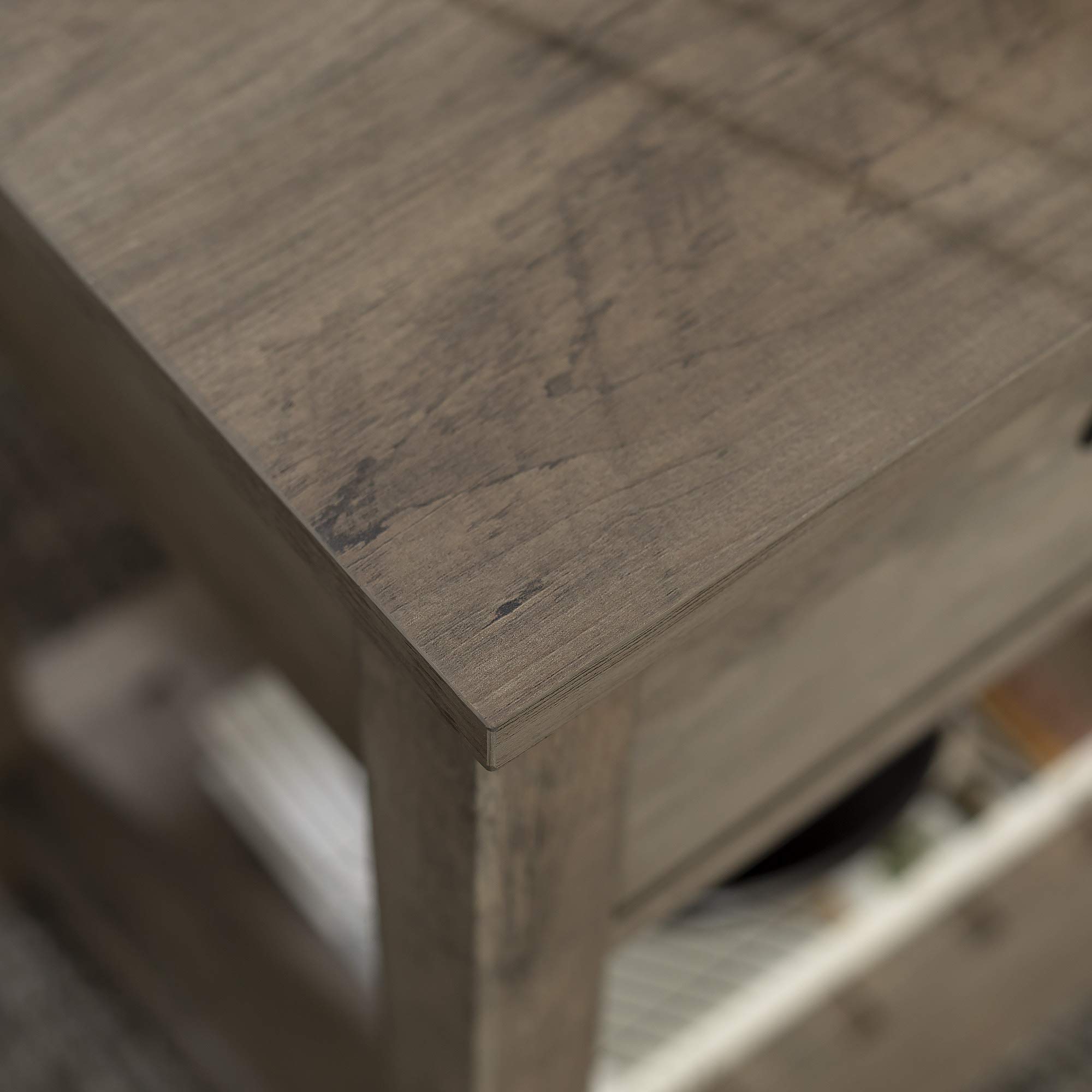 Walker Edison Farmhouse Square Side Accent Table Set - 18 Inch Grey Wash Storage End Table with Door for Living Room, Bedroom & Nightstand - Perfect for Small Space Organization & Home Decor