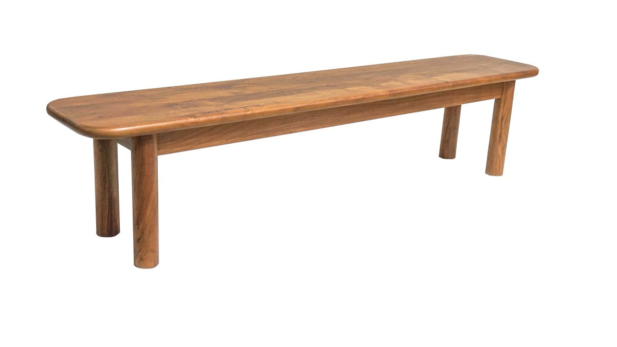 Solid Acacia Wood Accent Bench with Brown Finish - Perfect for Entryway, Living Room, or Bedroom Decor